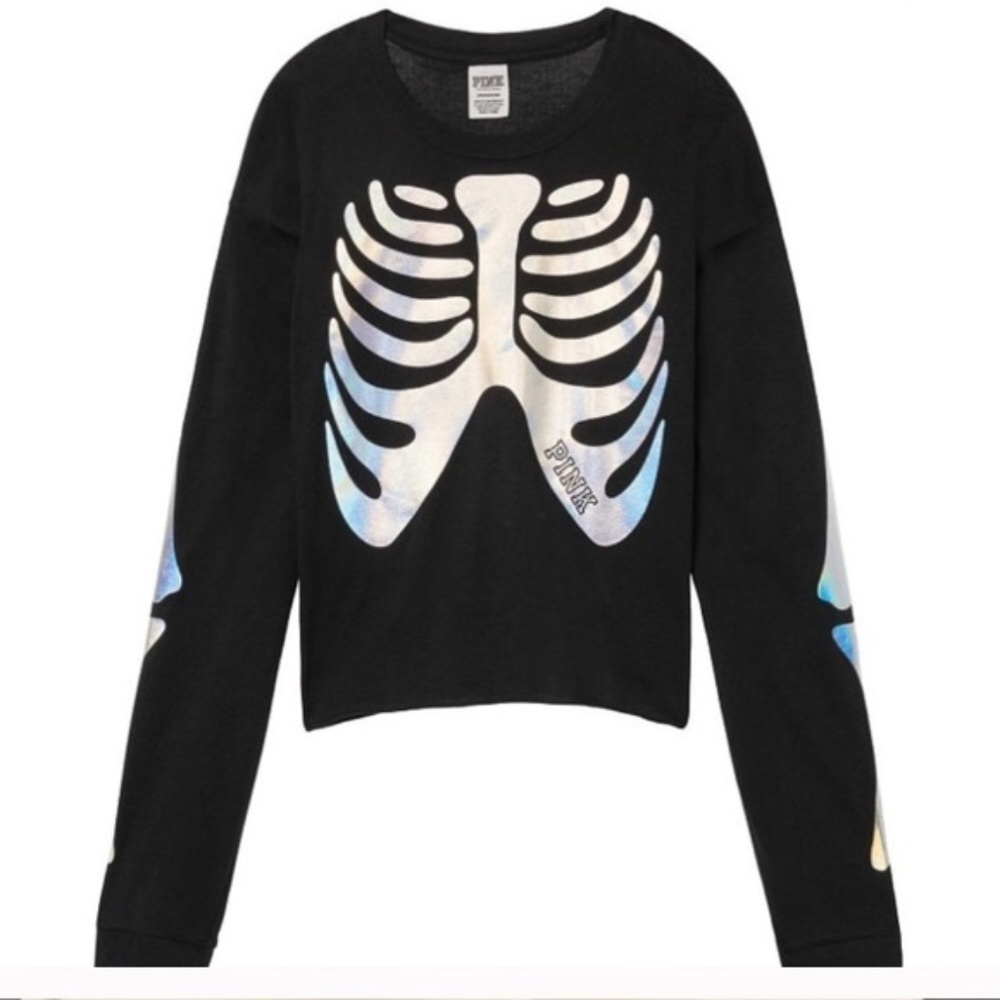 Victoria's Secret PINK Skeleton Long Sleeve Crop
